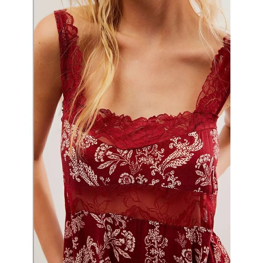 Free People Intimately All Nighter Trapeze Slip Dress Holly Combo Size Medium - Picture 4 of 6